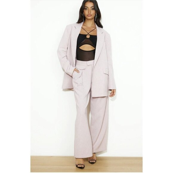 LIONESS NYC OVERSIZED BLAZER PINK PINSTRIPE SIZE XXS One Button NEW - Picture 4 of 12